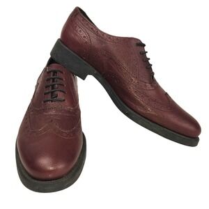 Boemos Women's Wingtip Oxford Shoes Burgundy Leather Size 7‎ Italy